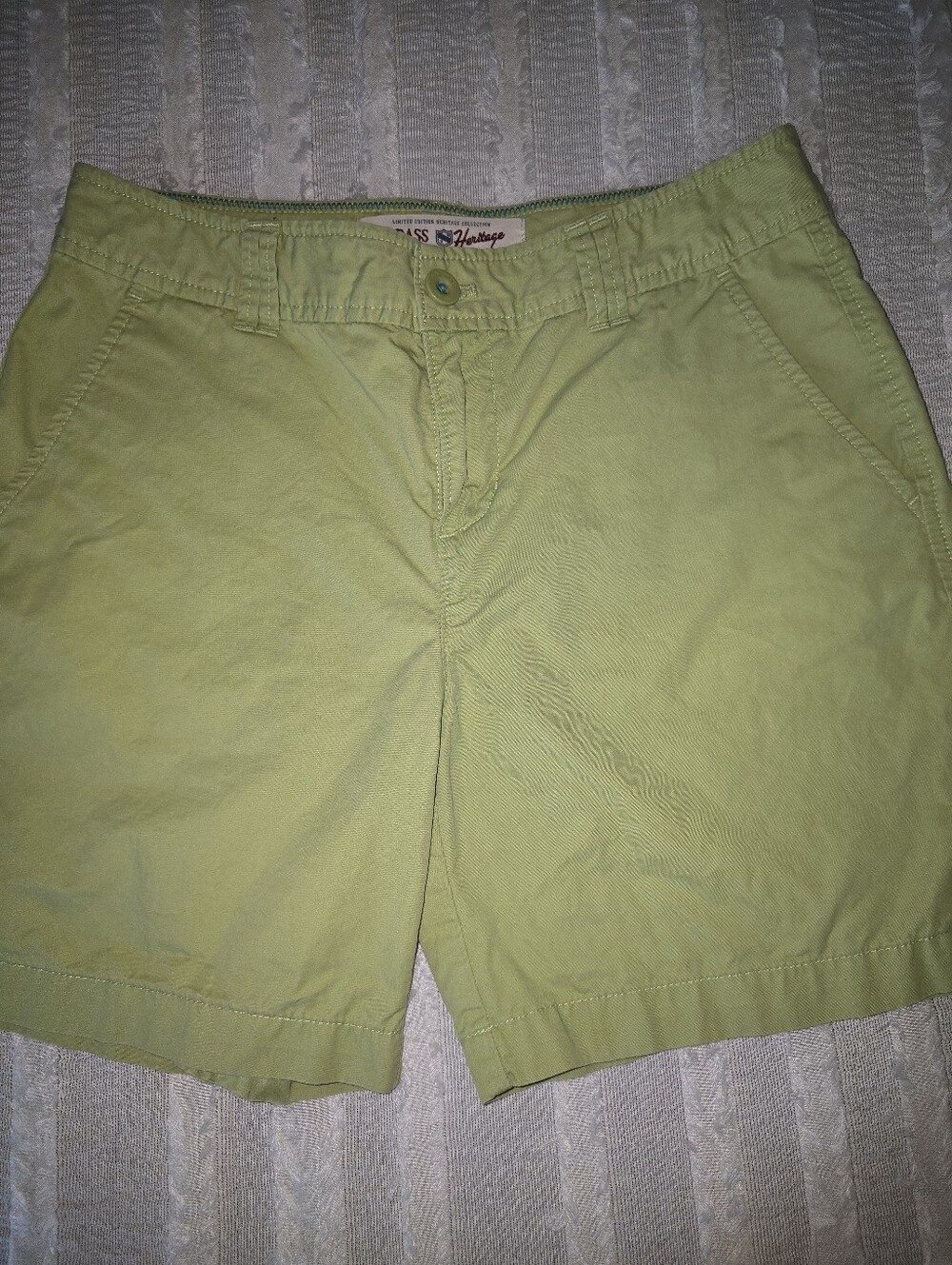 Bass Light Green Cotton Shorts